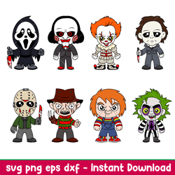 horror movies bundle, layered horror movies bundle svg, halloween svg, babies horror characters svg, png,dxf,eps file
