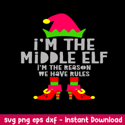 im the middle elf im the reason we have rules svg, elf svg, png dxf eps file