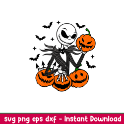 jack skellington pumpkin, jack skellington pumpkin svg, halloween svg, spooky season svg, trick or treat svg, eps, dxf,
