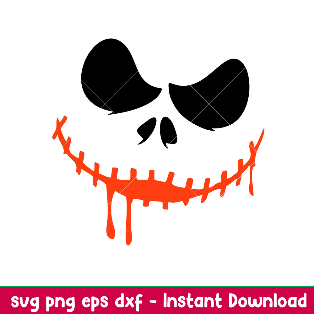 Jack Skellington Smile, Jack Face Svg, Smiling Jack Svg, Nightmare Svg, Halloween Svg, png, dxf, eps file.jpeg