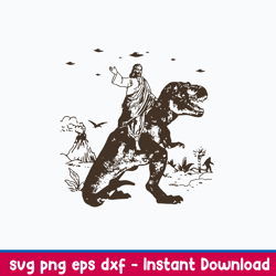 jesus riding dinosaur svg, jesus svg, dinosaur svg, png dxf eps file