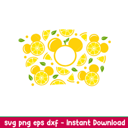 lemon ears full wrap, lemon mickey mouse full wrap svg, starbucks svg, coffee ring svg, cold cup svg, png, dxf, ep file