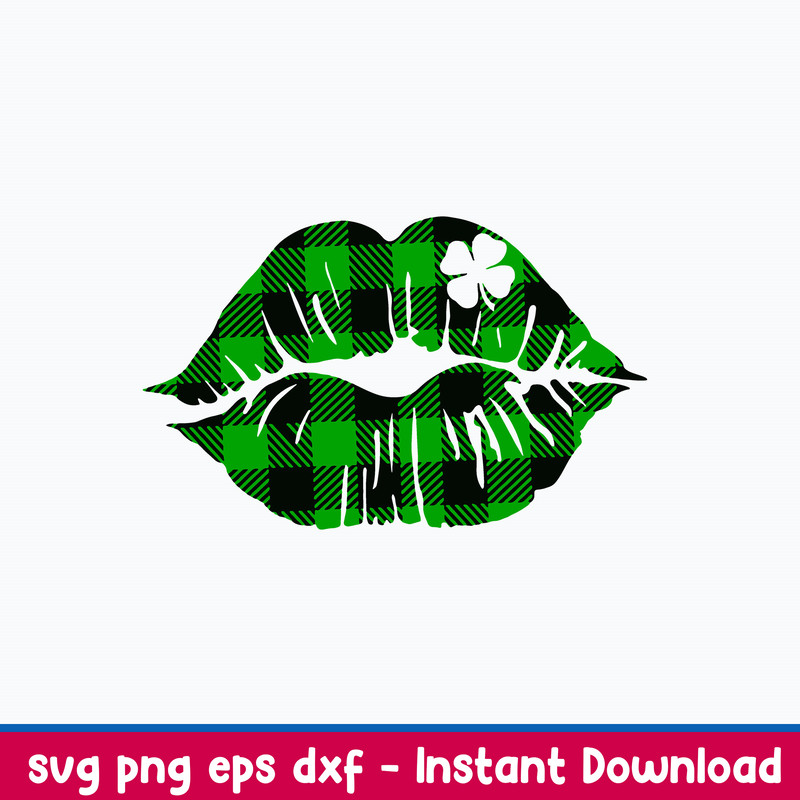 Lips with Clover Svg, Lip Svg, Png Dxf Eps File.jpeg