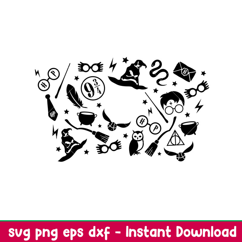 Magic Wizard Full Wrap, Magic Wizard Full Wrap Svg, Starbucks Svg, Coffee Ring Svg, Cold Cup Svg, png,eps,dxf file.jpeg