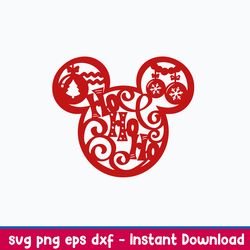 mouse head ho ho ho svg, mickey mouse svg, christmas svg, png dxf eps file