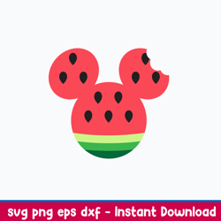 mouse head watermelon svg, mickey mouse svg, png dxf eps file