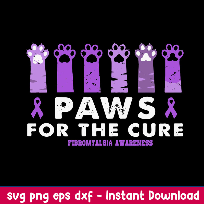 Paws For The Cure Fibromyalgia Awareness Svg, Fibromyalgia Awareness Svg, Png Dxf Eps Digital File.jpeg