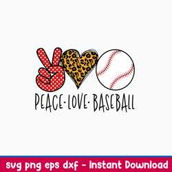 peace love baseball svg, baseball love svg, png dxf eps file