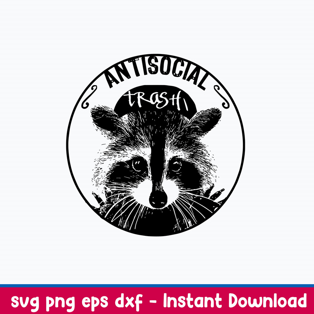 Raccoon Anti Social Svg, Raccoon Svg, Png Dxf Eps File.jpeg