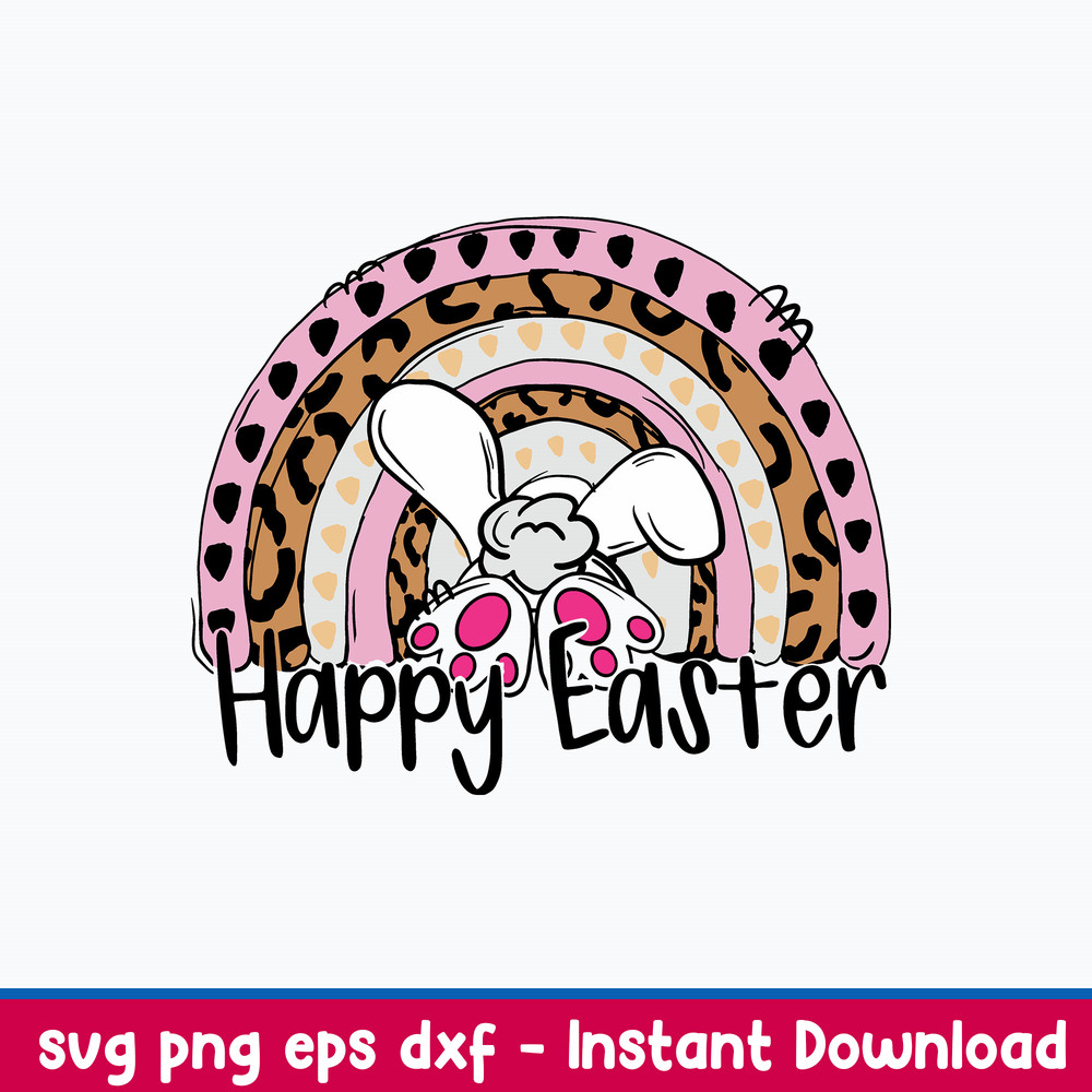 Rainbow Easter Svg, Rainbow Svg, Easter Rabbit Svg, Png Dxf Eps File.jpeg