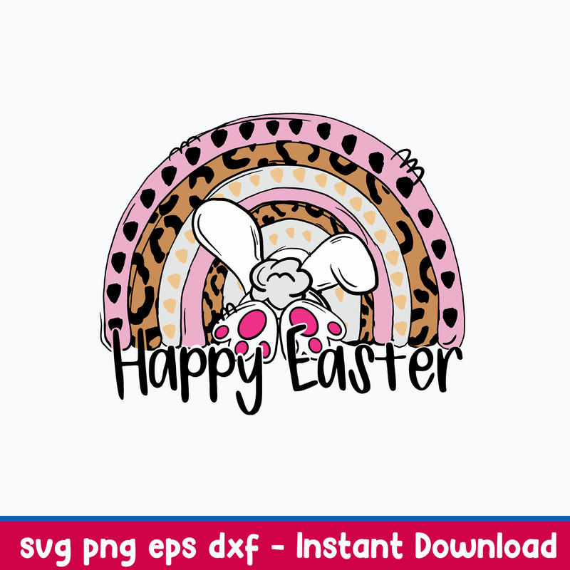 Rainbow Easter Svg, Rainbow Svg, Easter Rabbit Svg, Png Dxf Eps File.jpeg