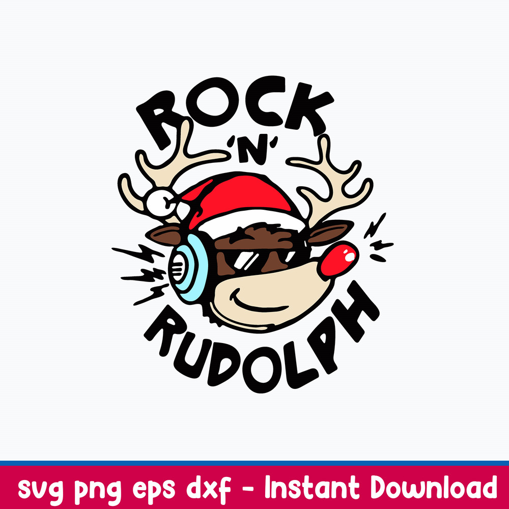 Rock N Rudolph Svg, Rudolph Svg, Christmas Svg, Png Dxf EPs File.jpeg