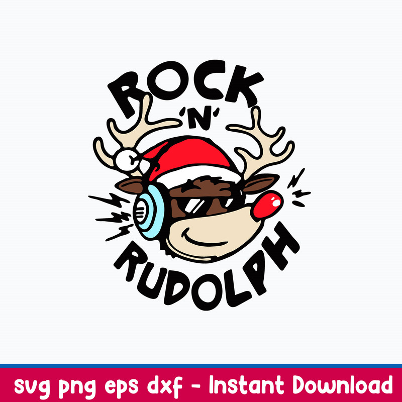Rock N Rudolph Svg, Rudolph Svg, Christmas Svg, Png Dxf EPs File.jpeg