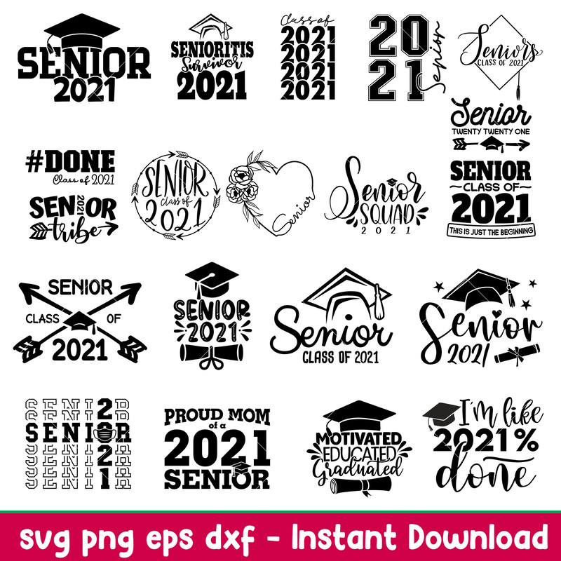 Senior 2021 Bundle Vol 2, Senior 2021 Bundle Svg, Class of 2021 Svg, Senior 2021 Svg, Graduation Svg,png,dxf,eps file.jpeg