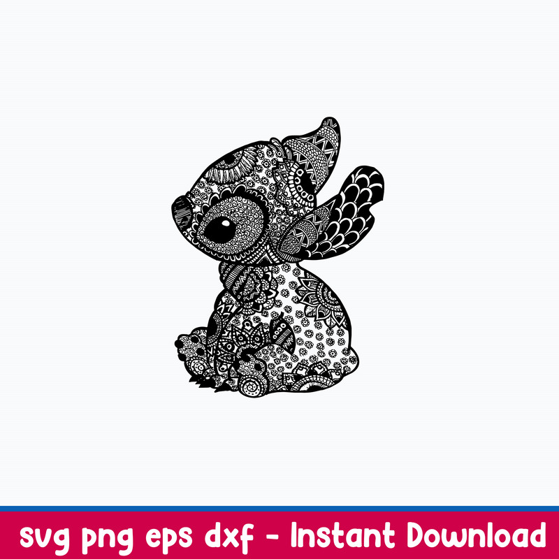 Stitch Mandala Svg, Stitch Svg, Cartoon Svg, Png Dxf Eps file.jpeg