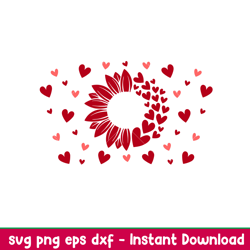 sunflower hearts full wrap, sunflower hearts full wrap svg, starbucks svg, coffee ring svg, cold cup svg, png,dxf,eps fi