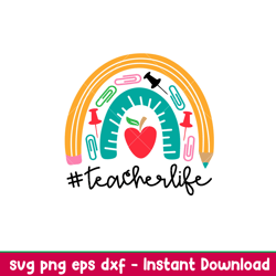 teacher life boho rainbow, teacher life boho rainbow svg, school svg, teacher svg, graduation svg, png,dxf,eps file