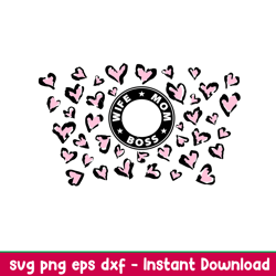 wife mom boss full wrap, wife mom boss leopard hearts full wrap svg, starbucks svg, coffee ring svg, cold cup svg, png,d