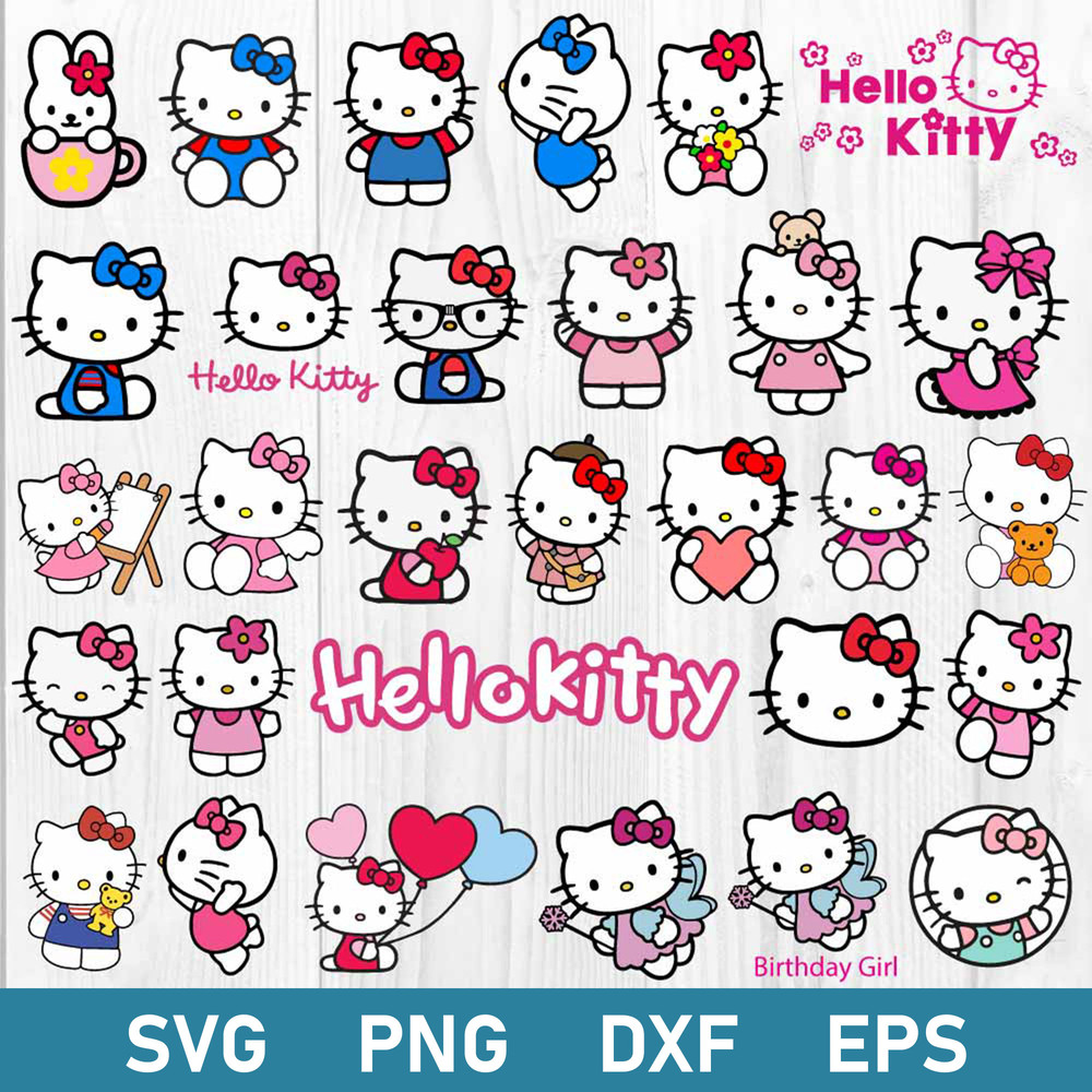 Hello Kitty Bundle Svg, Hello Kitty Svg, Cat Svg, Cartoon Svg, Png Dxf Eps Digital File.jpeg
