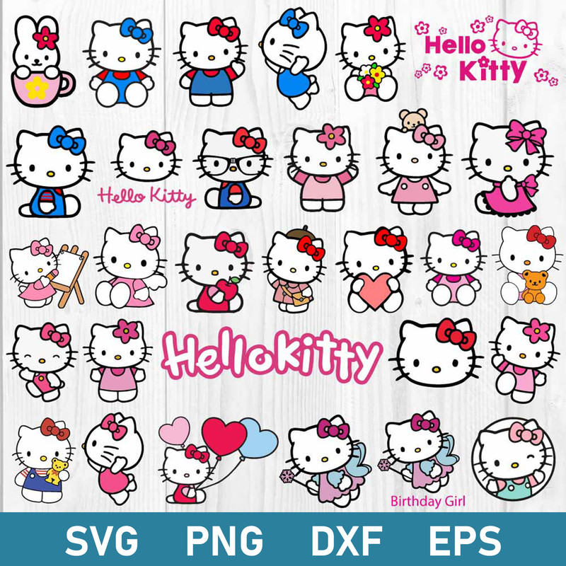 Hello Kitty Bundle Svg, Hello Kitty Svg, Cat Svg, Cartoon Svg, Png Dxf Eps Digital File.jpeg