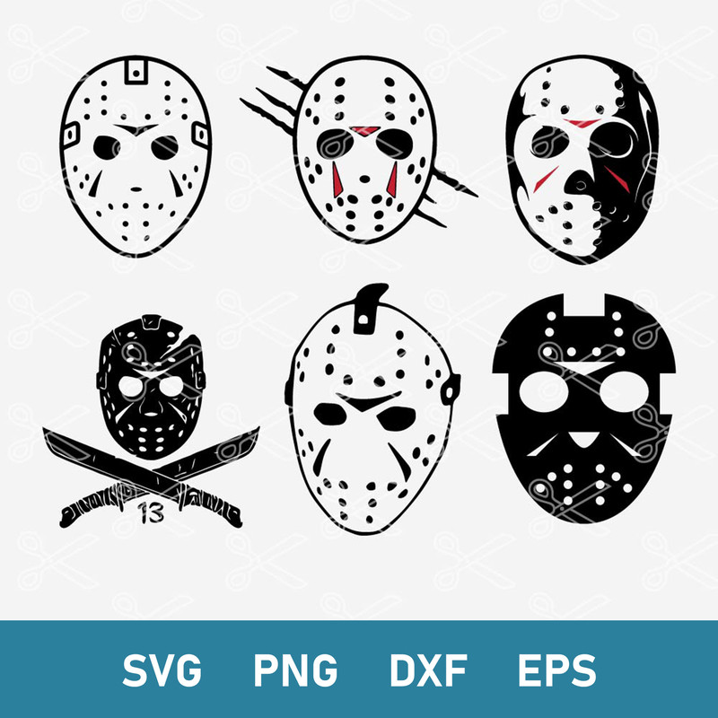 Jason Mask Bundle Svg, Jason Voorhees Svg, Horror Movie Svg, Halloween Svg, Png Dxf Eps Digital File.jpeg