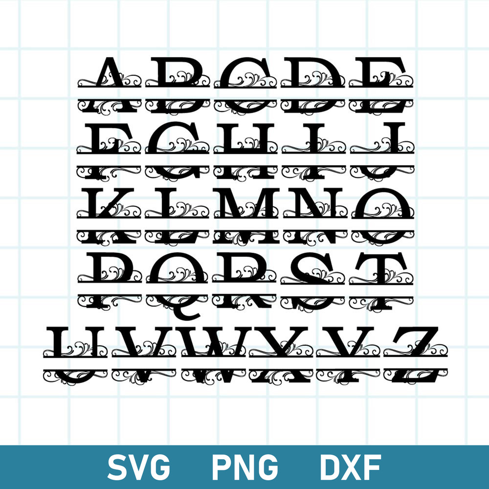 Slit Monogram Letters Svg, Split Monogram Alphabet Svg, Png Dxf File.jpg