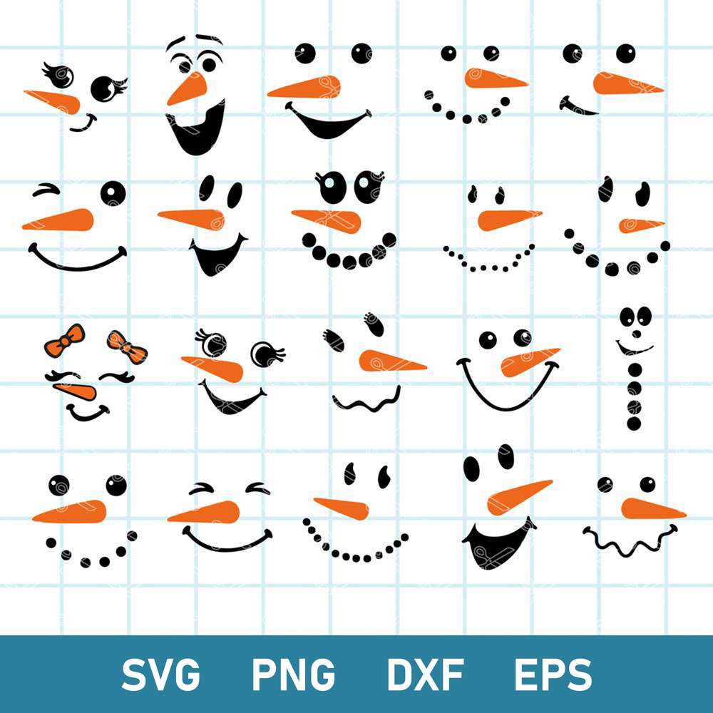 Snowman Face Bundle Svg, Snowman Christmas Svg, Snowman Svg, Christmas Svg, Png Dxf Eps File.jpg
