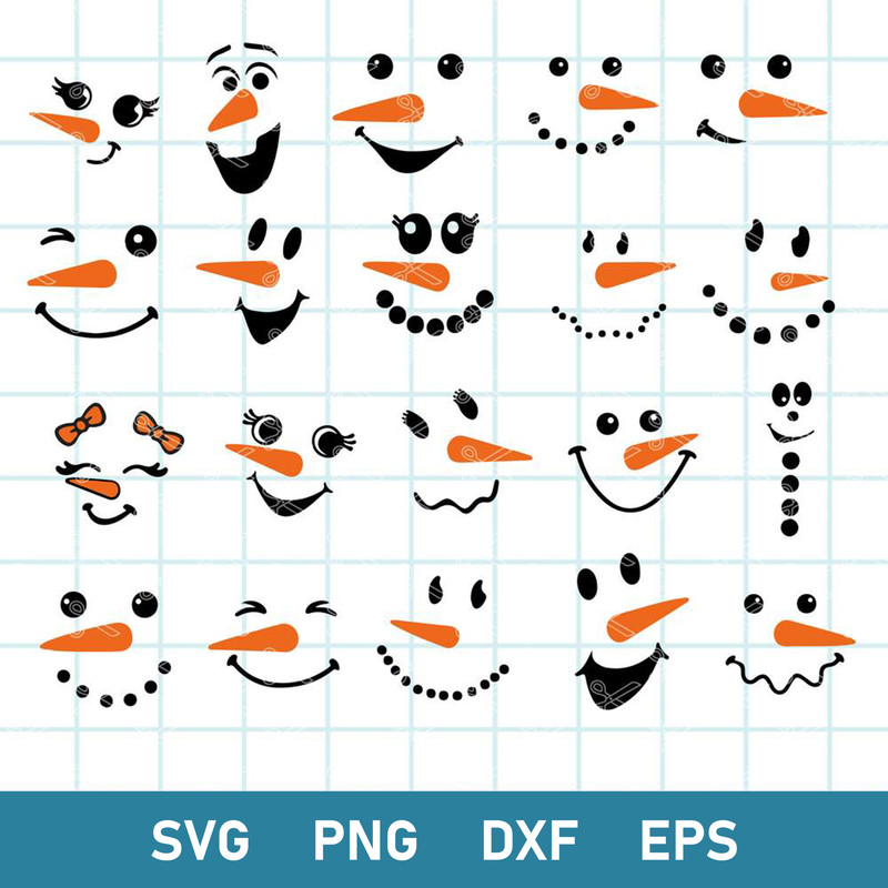 Snowman Face Bundle Svg, Snowman Christmas Svg, Snowman Svg, Christmas Svg, Png Dxf Eps File.jpg