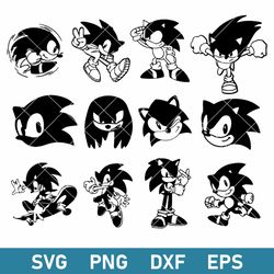 sonic bundle svg, sonic svg, the hedgehog svg, cartoon svg, png dxf eps file