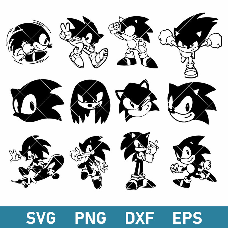 Sonic Bundle Svg, Sonic Svg, The Hedgehog Svg, Cartoon Svg, Png Dxf Eps File.jpeg