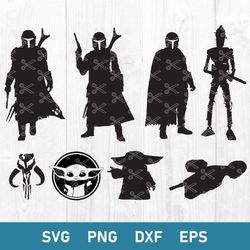 star wars bundle svg, mandalorian svg, baby yoda svg, superhero svg, png dxf eps file