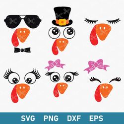 turkey face bundle svg, turkey face svg, turkey svg, png dxf eps digital file