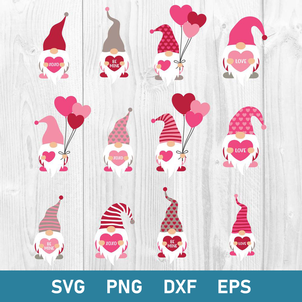 Valentine Gnome Bundle Svg, Valentine Gnome Svg, Gnome Love Svg, Valentine Day Svg, Png Dxf Eps File.jpg