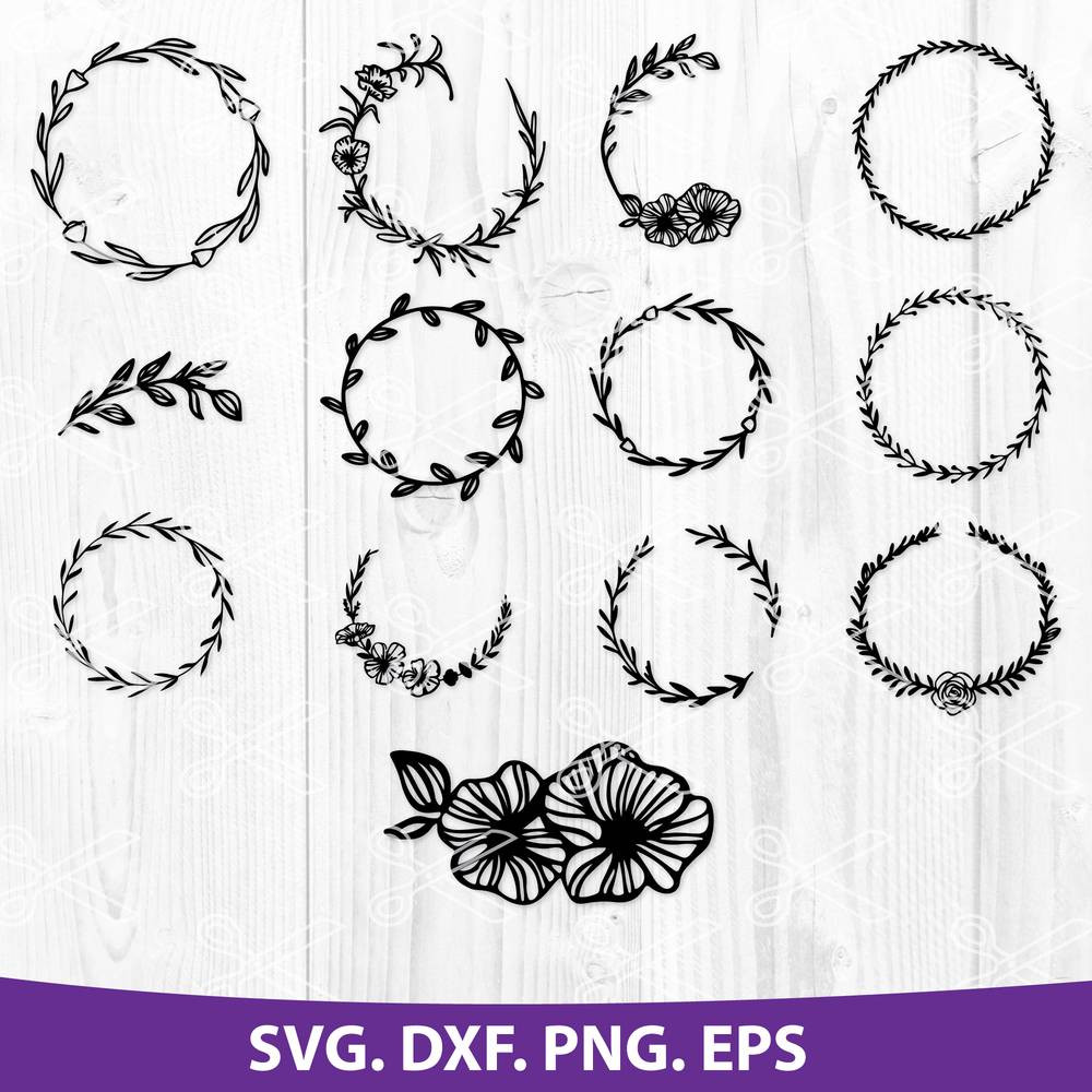 Wreath Bundle Svg, Wreath Svg, Floral Wreath Svg, Wreath Silhouette Svg, Png Dfx Eps Digital File.jpg