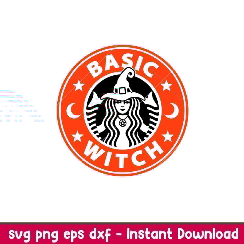 Basic Witch, Basic Witch Svg, Halloween Svg, Starbucks Coffee ring Svg, Witch Svg, png, eps, dxf file.jpeg
