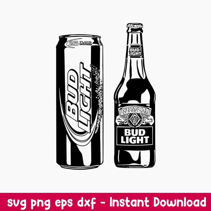 Bud Light Bottle And Can Alcohol Beer Svg, Bud Light Svg, Png Dxf Eps File.jpeg