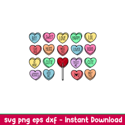 Candy Hearts Bundle, Candy Hearts Starbucks Bundle Svg, Valentines Day Svg, Valentine Svg, Love Svg, png, dxf, eps file