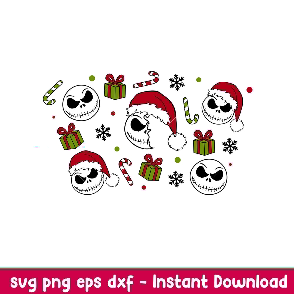 Christmas Jack Full Wrap, Christmas Jack Full Wrap Svg, Starbucks Svg, Coffee Ring Svg, Cold Cup Svg, png, dxf file.jpeg