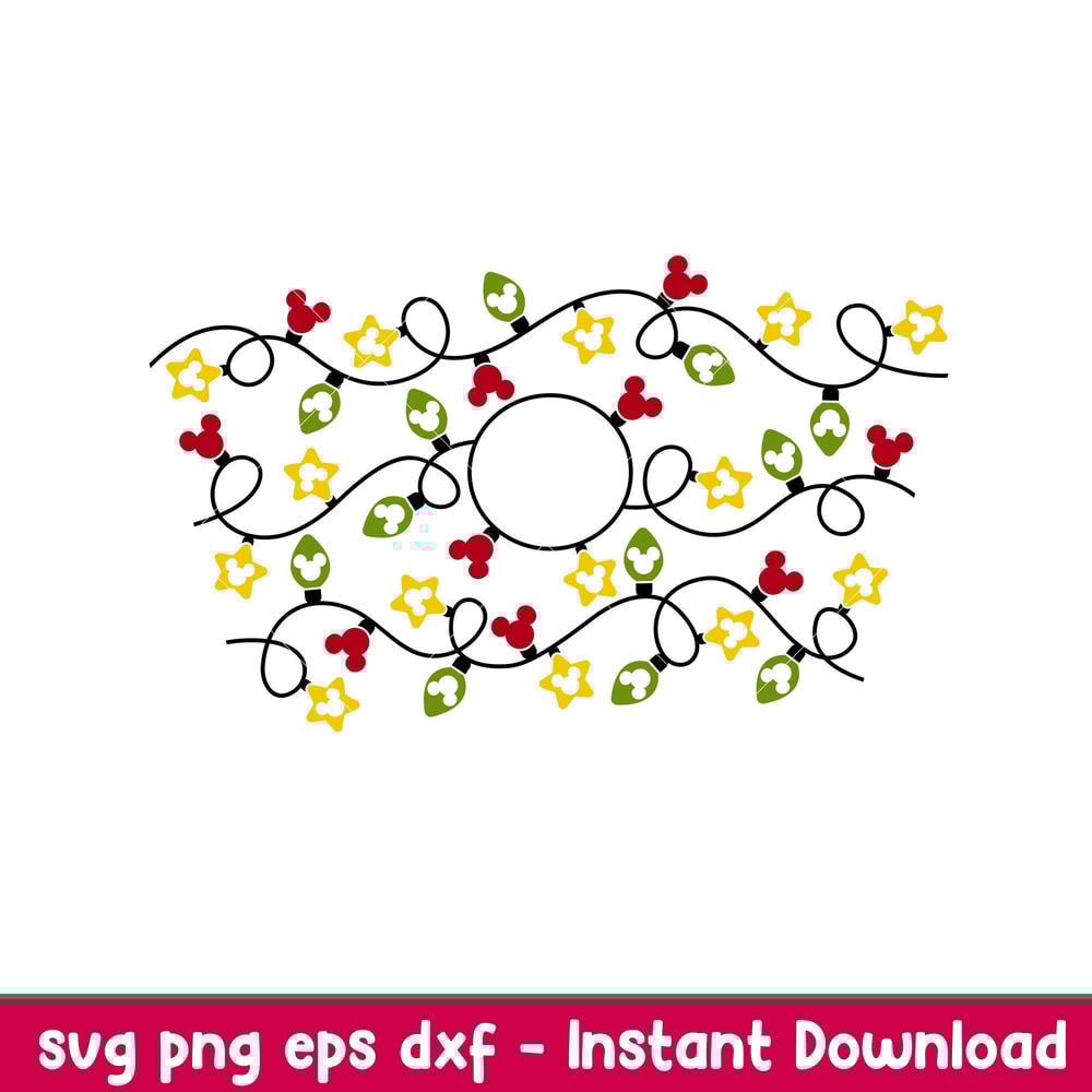 Christmas Lights Ful Wrap, Christmas Lights Full Wrap Svg, Starbucks Svg, Coffee Ring Svg, Cold Cup Svg, png, dxf, eps file.jpeg