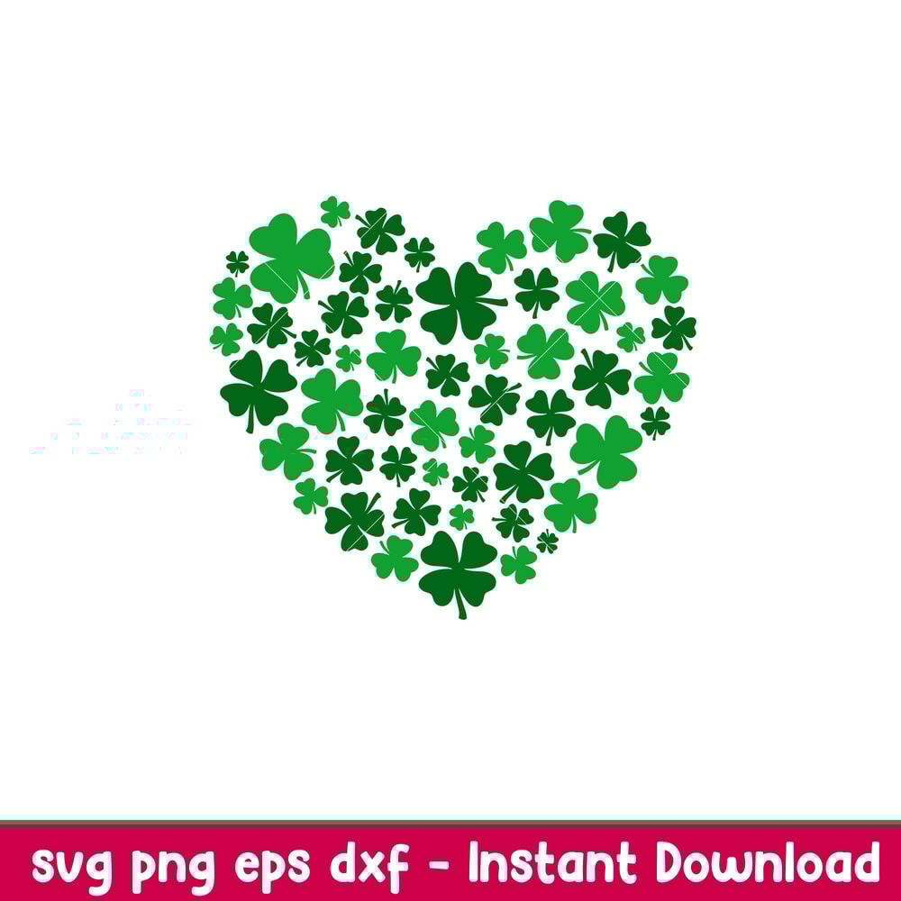 Clover Heart, Clover Heart Svg, St. Patrick’s Day Svg, Lucky Svg, Irish Svg, Clover Svg, png, dxf, eps file.jpeg
