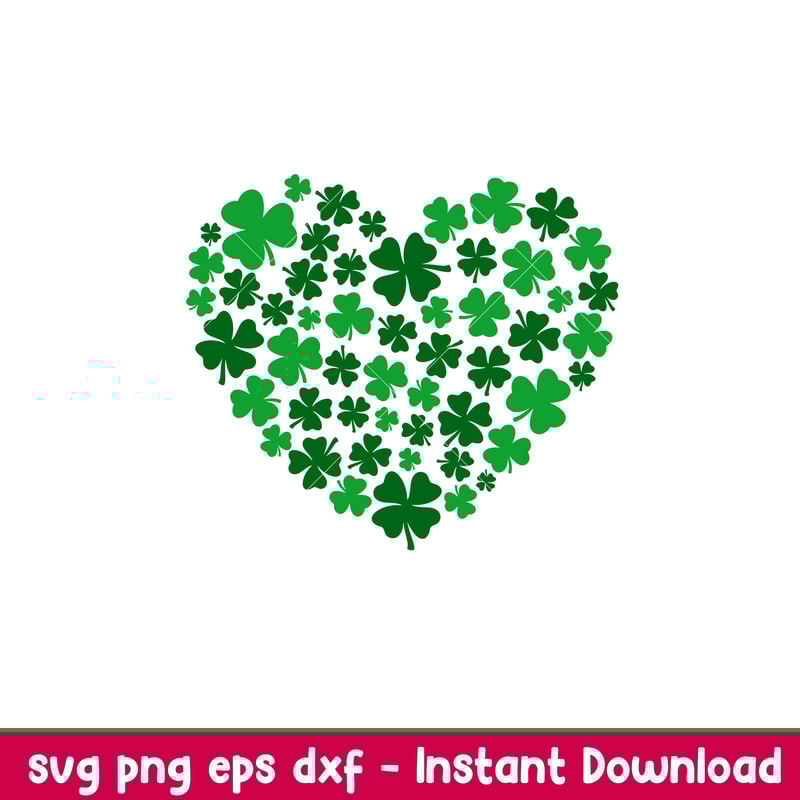 Clover Heart, Clover Heart Svg, St. Patrick’s Day Svg, Lucky Svg, Irish Svg, Clover Svg, png, dxf, eps file.jpeg