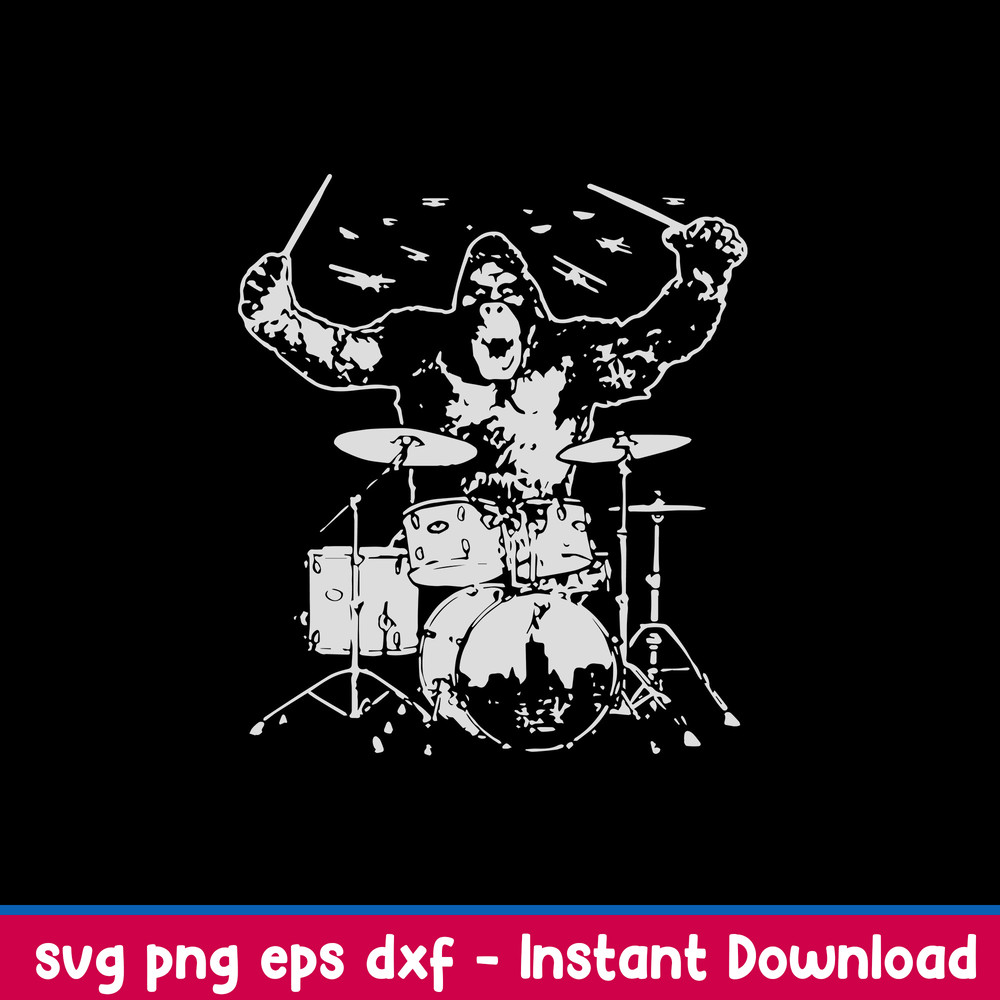 King Kong Playing Drums Svg, Kinh Kong Svg, Png Dxf Eps File.jpeg