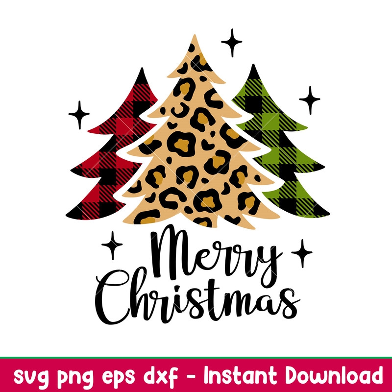 Leopard Christmas Trees, Leopard Christmas Trees Svg, Merry Christmas Svg, Buffalo Plaid Svg, png, dxf, eps file.jpeg