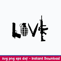 love written in weapons guns svg, png dxf eps file