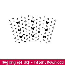 lv butterfly full wrap, butterfly full wrap svg, starbucks svg, coffee ring svg, cold cup svg, png,eps,dxf file