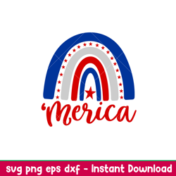 merica boho rainbow, merica boho rainbow svg, 4th of july svg, patriotic svg, independence day svg, usa svg, png,dxf,eps