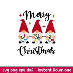 merry christmas gnomes, merry christmas gnomes svg, christmas lights svg, merry christmas svg, png,eps,dxf file