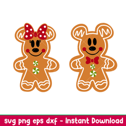 minnie mickey cookies, mickey _ minnie gingerbread cookie svg, disney svg, christmas svg, png,dxf,eps file