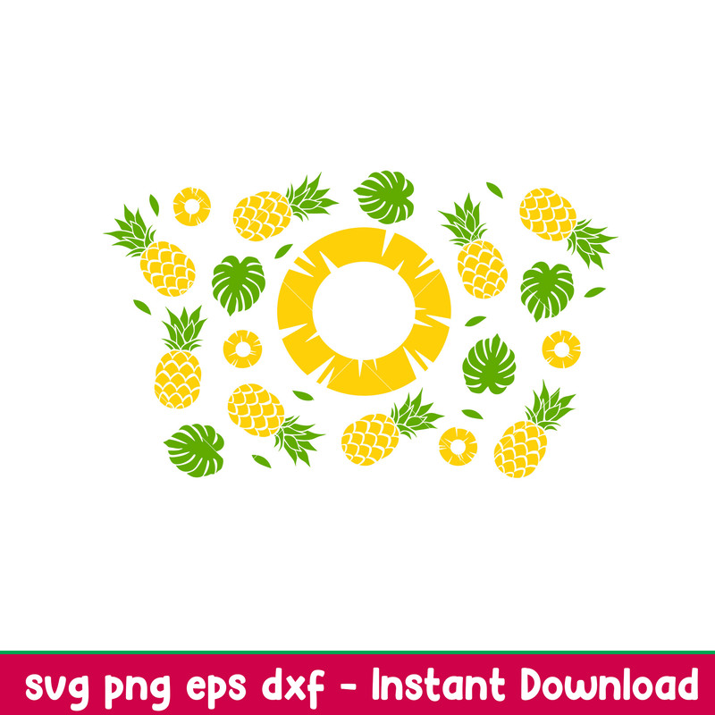 Pineapple Summer Full Wrap, Pineapple Summer Full Wrap Svg, Starbucks Svg, Coffee Ring Svg, Cold Cup Svg, png,dxf,eps file.jpeg