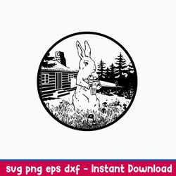 rabbit hunter armed bunny with gun svg, rabbit svg, png dxf eps file